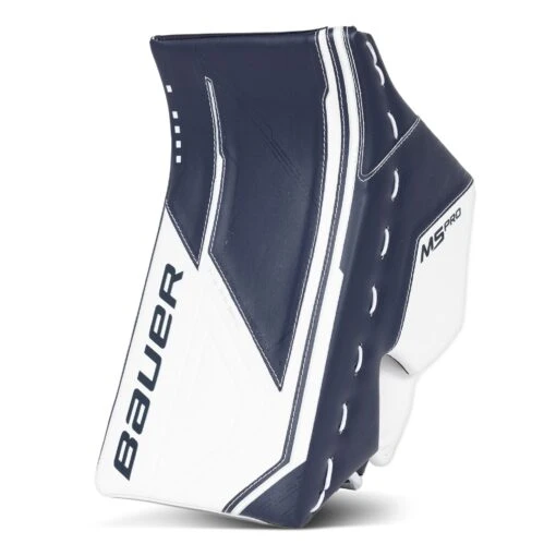 Bauer Supreme M5 Pro Intermediate Goalie Blocker -Warrior Sales Store bauer blockers bauer supreme m5 pro intermediate goalie blocker white navy regular 29034403135554