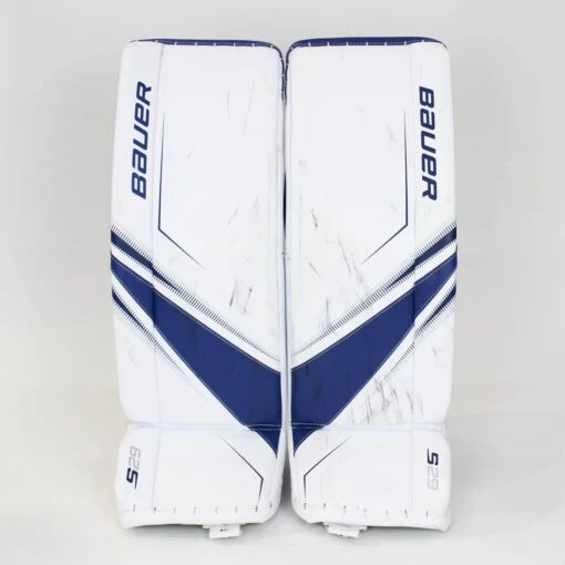 Bauer Supreme S29 Intermediate Goalie Leg Pads - Demo -Warrior Sales Store bauer leg pads demo bauer supreme s29 intermediate goalie leg pads demo white blue l 32 15202048475202