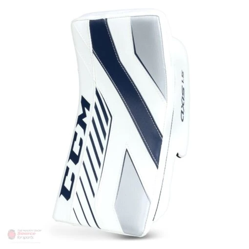 CCM Axis A1.5 Junior Goalie Blocker -Warrior Sales Store ccm blockers ccm axis a1 5 junior goalie blocker white white navy silver regular 28741222957122