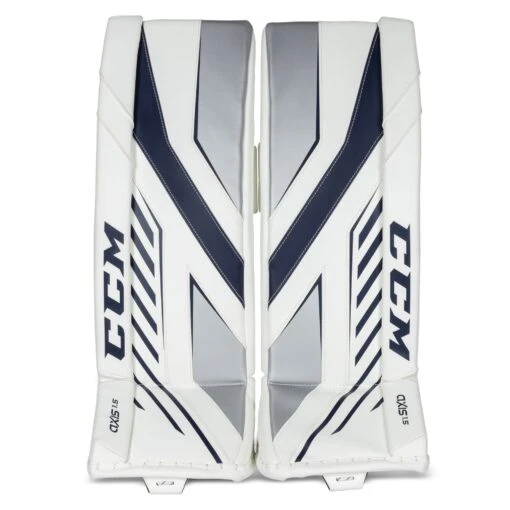 CCM Axis A1.5 Junior Goalie Leg Pads -Warrior Sales Store ccm leg pads ccm axis a1 5 junior goalie leg pads white white navy silver 26 1 28744293941314