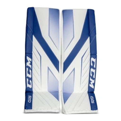 CCM Axis Senior Goalie Leg Pads -Warrior Sales Store ccm leg pads ccm axis senior goalie leg pads white blue 34 2 28744295415874