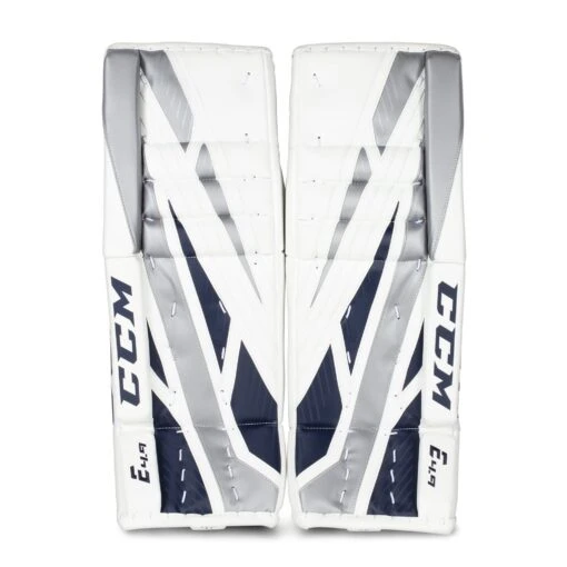 CCM Extreme Flex E4.9 Intermediate Goalie Leg Pads -Warrior Sales Store ccm leg pads ccm extreme flex e4 9 intermediate goalie leg pads white navy silver 29 1 28744297644098