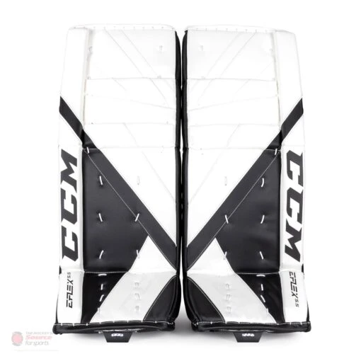 CCM Extreme Flex E5.5 Junior Goalie Leg Pads - Source Exclusive -Warrior Sales Store ccm leg pads ccm extreme flex e5 5 junior goalie leg pads source exclusive white white black black 26 1 28744299184194