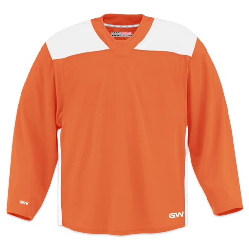 GameWear GW6500 ProLite Series Junior Hockey Practice Jersey - Orange / White -Warrior Sales Store gamewear group inc practice jerseys gamewear gw6500 prolite series junior hockey practice jersey orange white xs 30352473227330