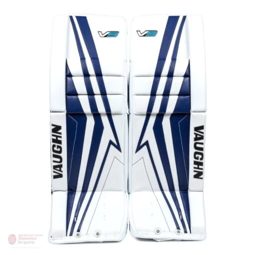 Vaughn Velocity V9 Junior Goalie Leg Pads -Warrior Sales Store vaughn leg pads vaughn velocity v9 junior goalie leg pads white blue 24 2 28744338276418